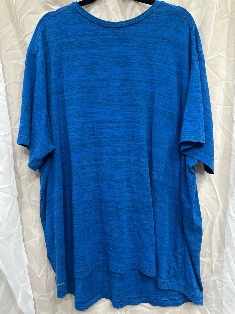 Athletic Works Blue Heathered Short Sleeve Crew Neck Shirt